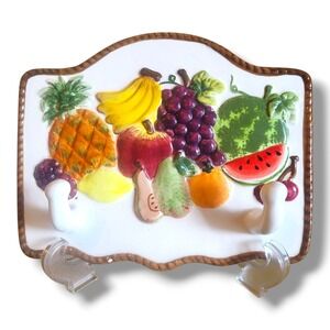 K & K Fruit Themed Wall Hanging Decorative Ceramic Plaque With 2 Hooks